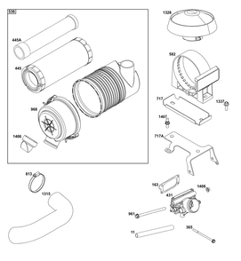Air Cleaner Group Diagram and Parts List for 613777-0015-J1 400000 - 699999 Briggs and Stratton Engine